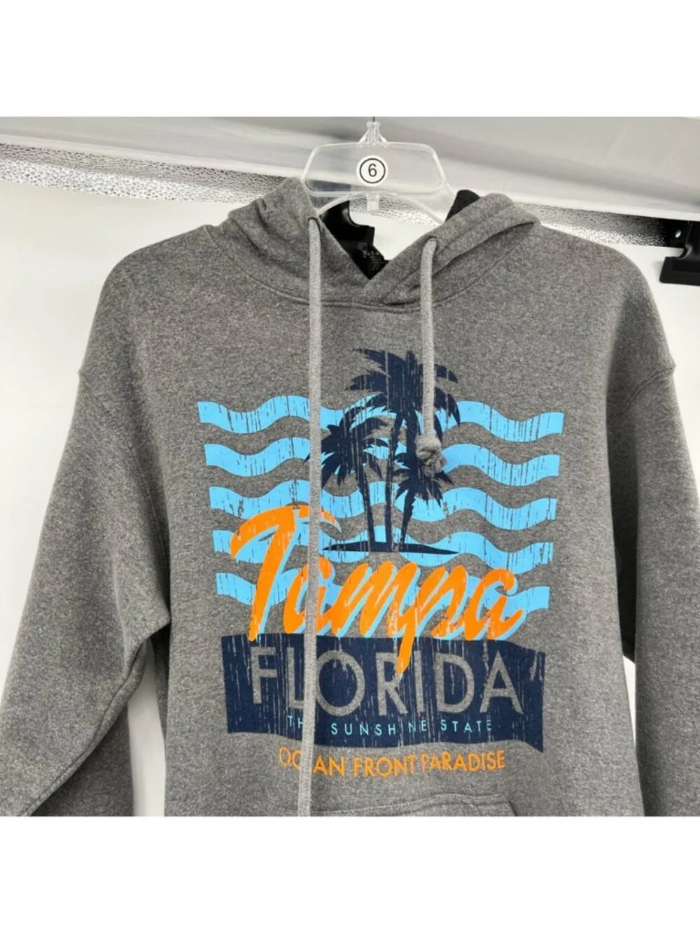 Blue Kay Womens Tampa Florida Graphic Hoodie Pullover Gray/Multi Size Small